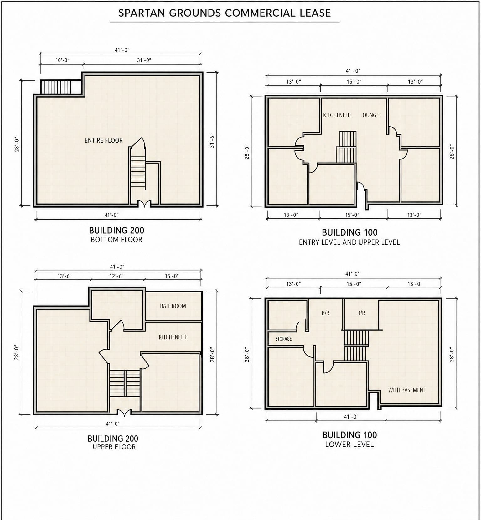 Executive Plaza floor plans, Building 100 and Building 200