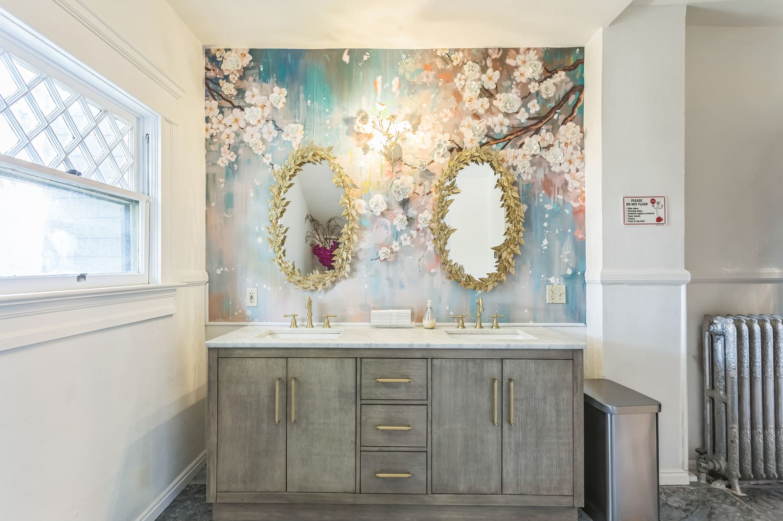 Restroom with mural