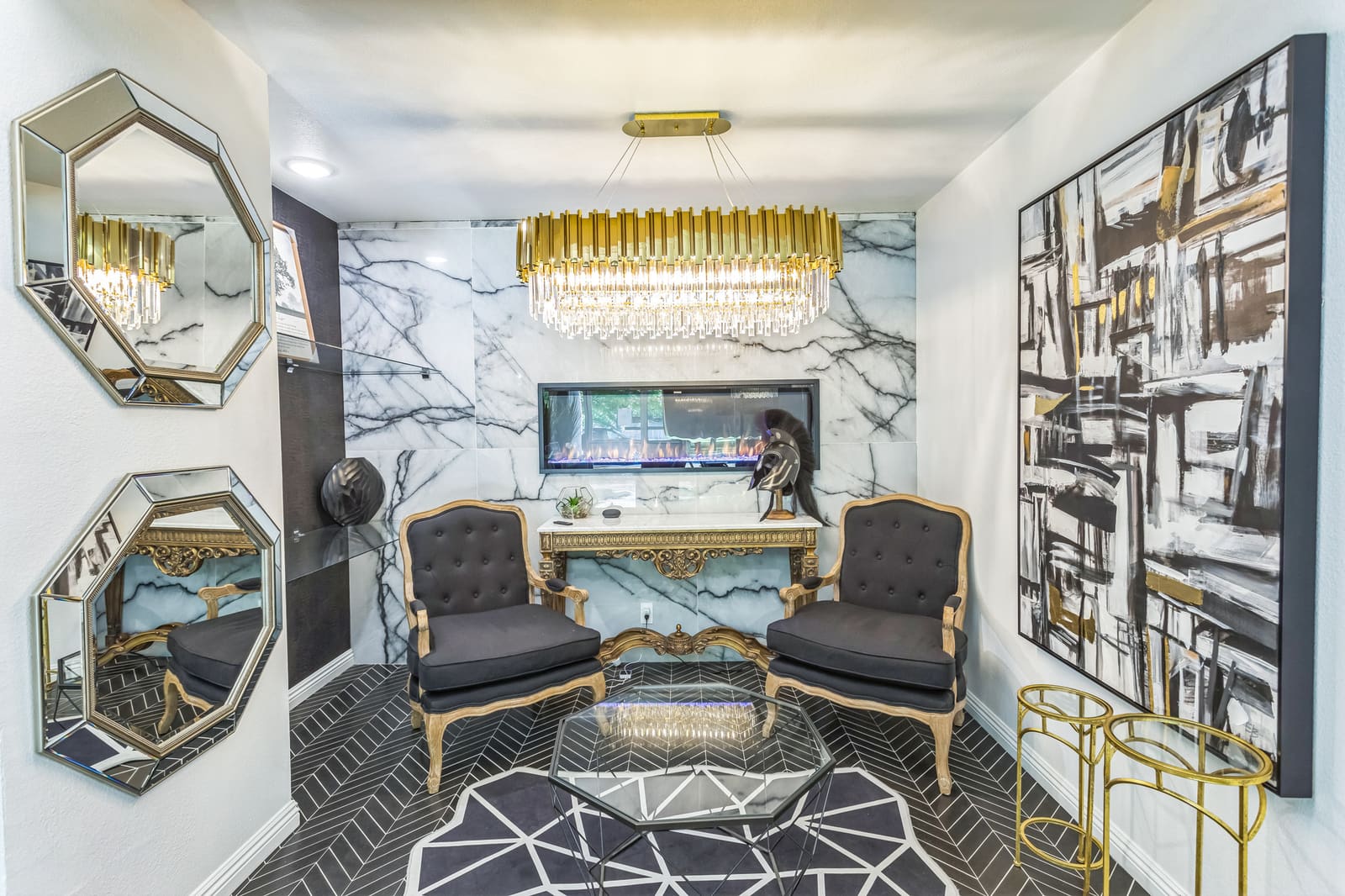 200 N 23rd St, foyer with marble fireplace mantel